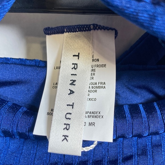 🎄Trina Turk Olympia Ring Ribbed Bandeau Bikini Top & Bottom in Ink Blue Sz 12 - Picture 2 of 13